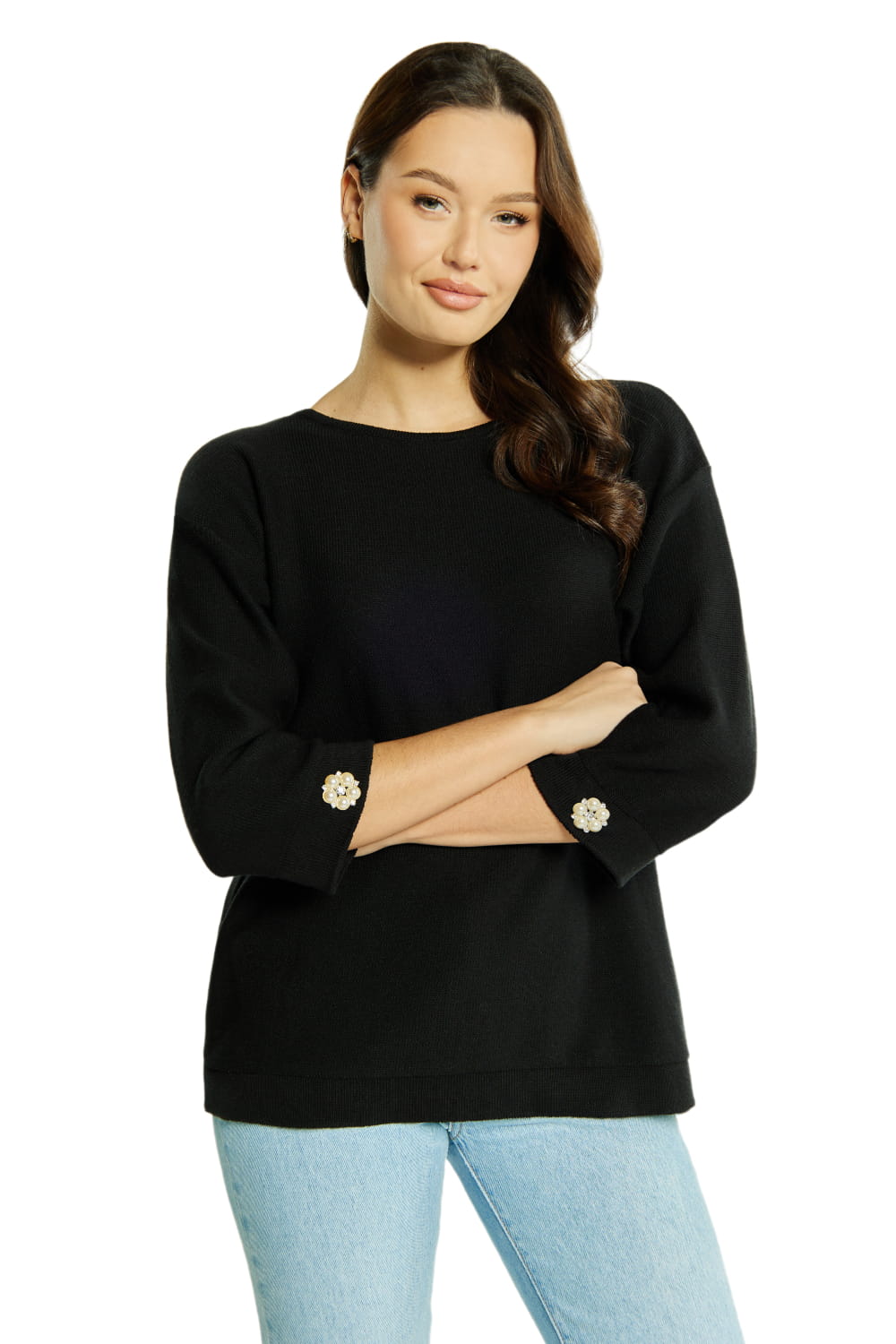 Sweter Damski, Model: Sw-Kalina-M, Kolor: czarny, Skład materiału: 50% Bawełna ; 50% Akryl