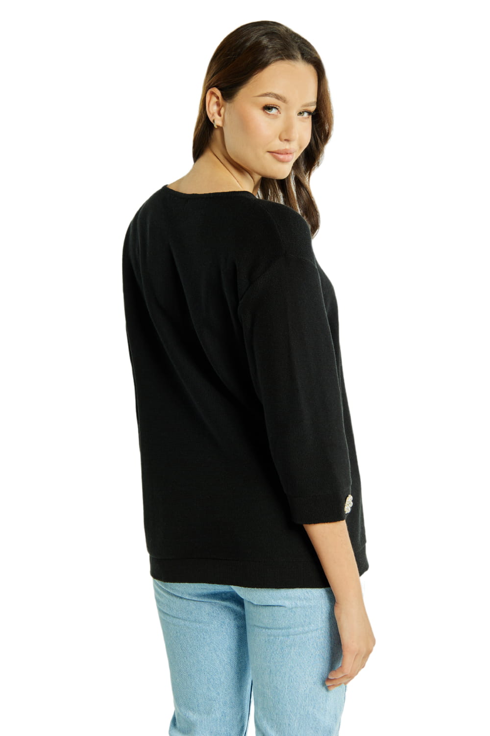 Sweter Damski, Model: Sw-Kalina-M, Kolor: czarny, Skład materiału: 50% Bawełna ; 50% Akryl (Sweter Damski, zdjęcie 2)