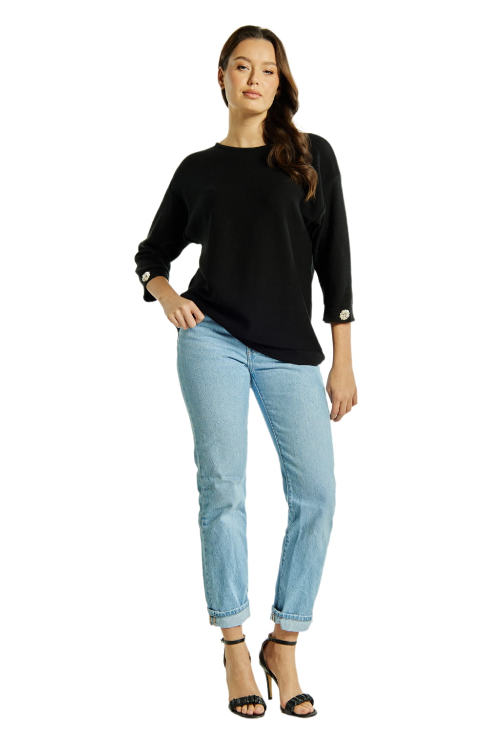 Sweter Damski, Model: Sw-Kalina-M, Kolor: czarny, Skład materiału: 50% Bawełna ; 50% Akryl (Sweter Damski, zdjęcie 3)