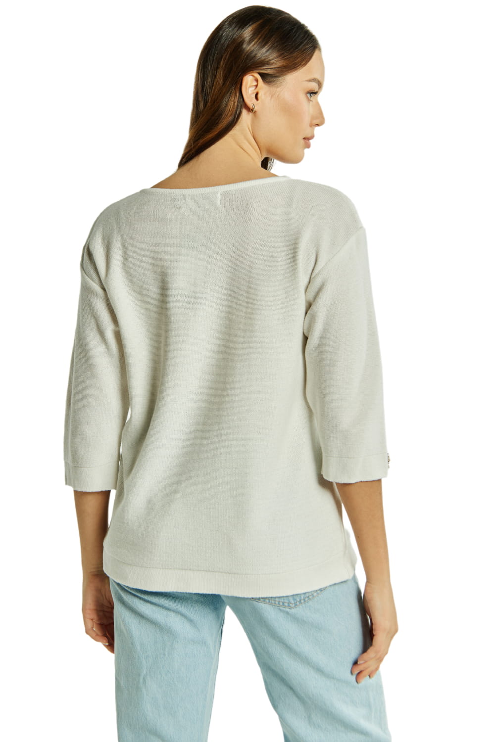 Sweter Damski, Model: Sw-Kalina-M, Kolor: biały, Skład materiału: 50% Bawełna ; 50% Akryl (Sweter Damski, zdjęcie 3)