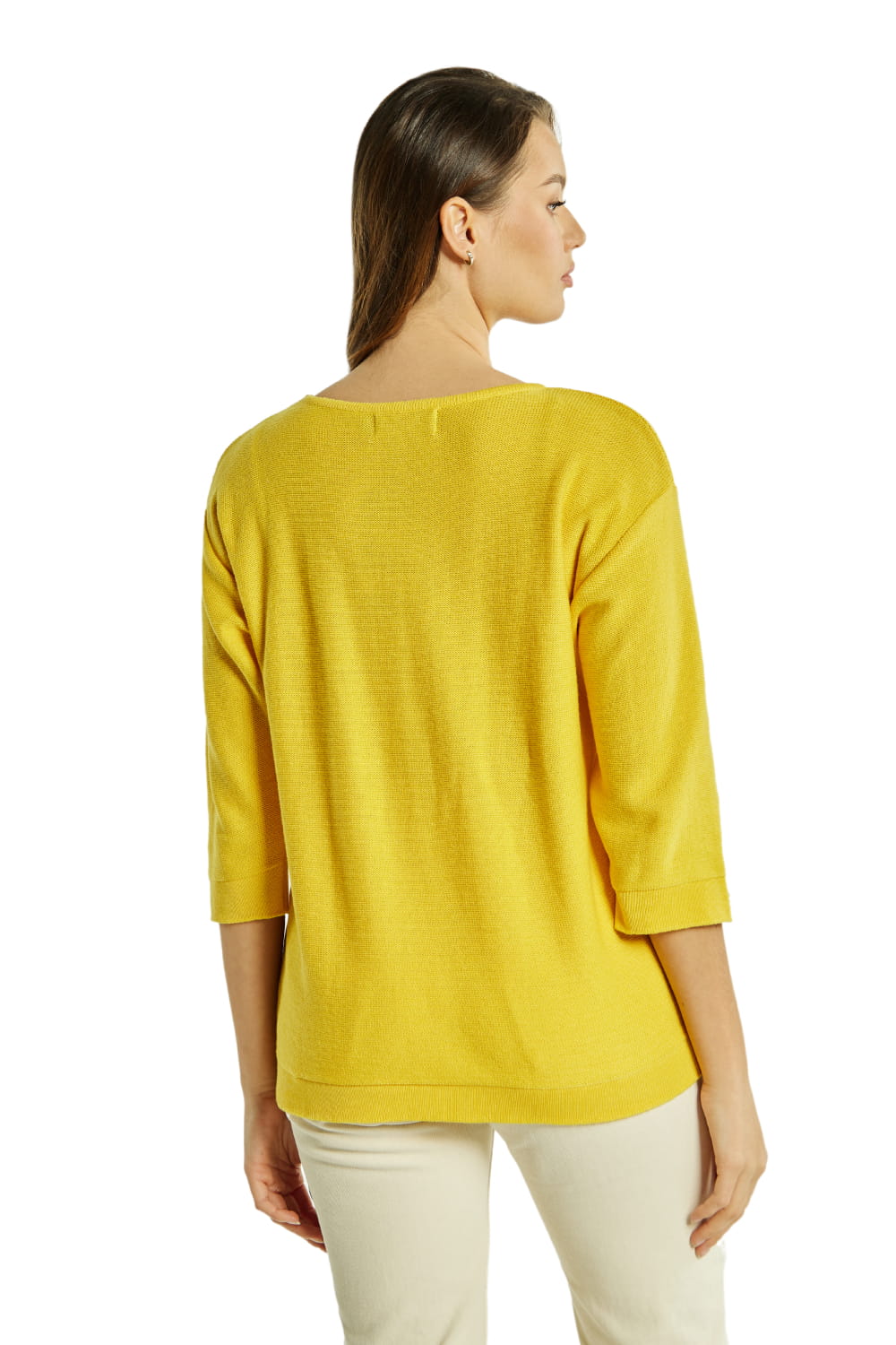 Sweter Damski, Model: Sw-Kalina-L, Kolor: żółty, Skład materiału: 50% Bawełna ; 50% Akryl (Sweter Damski, zdjęcie 2)