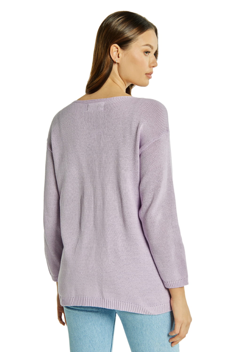 Sweter Damski, Model: Sw-Flawia-S/M, Kolor: lawendowy, Skład materiału: 50% Bawełna ; 50% Akryl (Sweter Damski, zdjęcie 2)