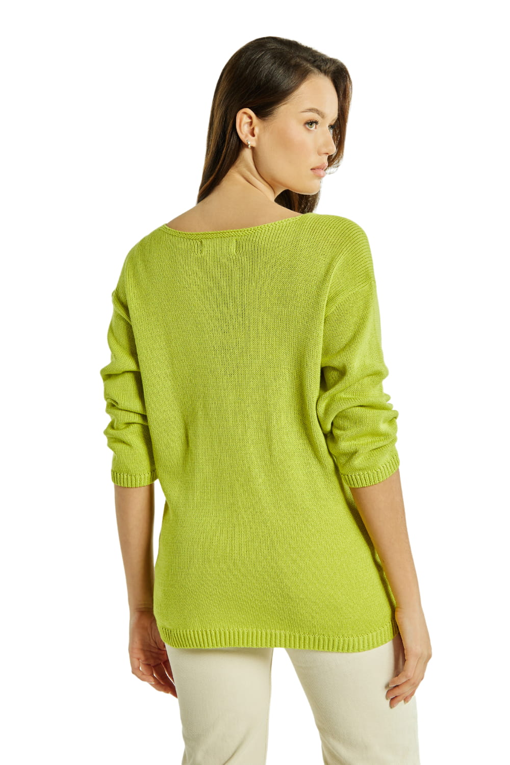 Sweter Damski, Model: Sw-Flawia-L/Xl, Kolor: limonka, Skład materiału: 50% Bawełna ; 50% Akryl (Sweter Damski, zdjęcie 2)