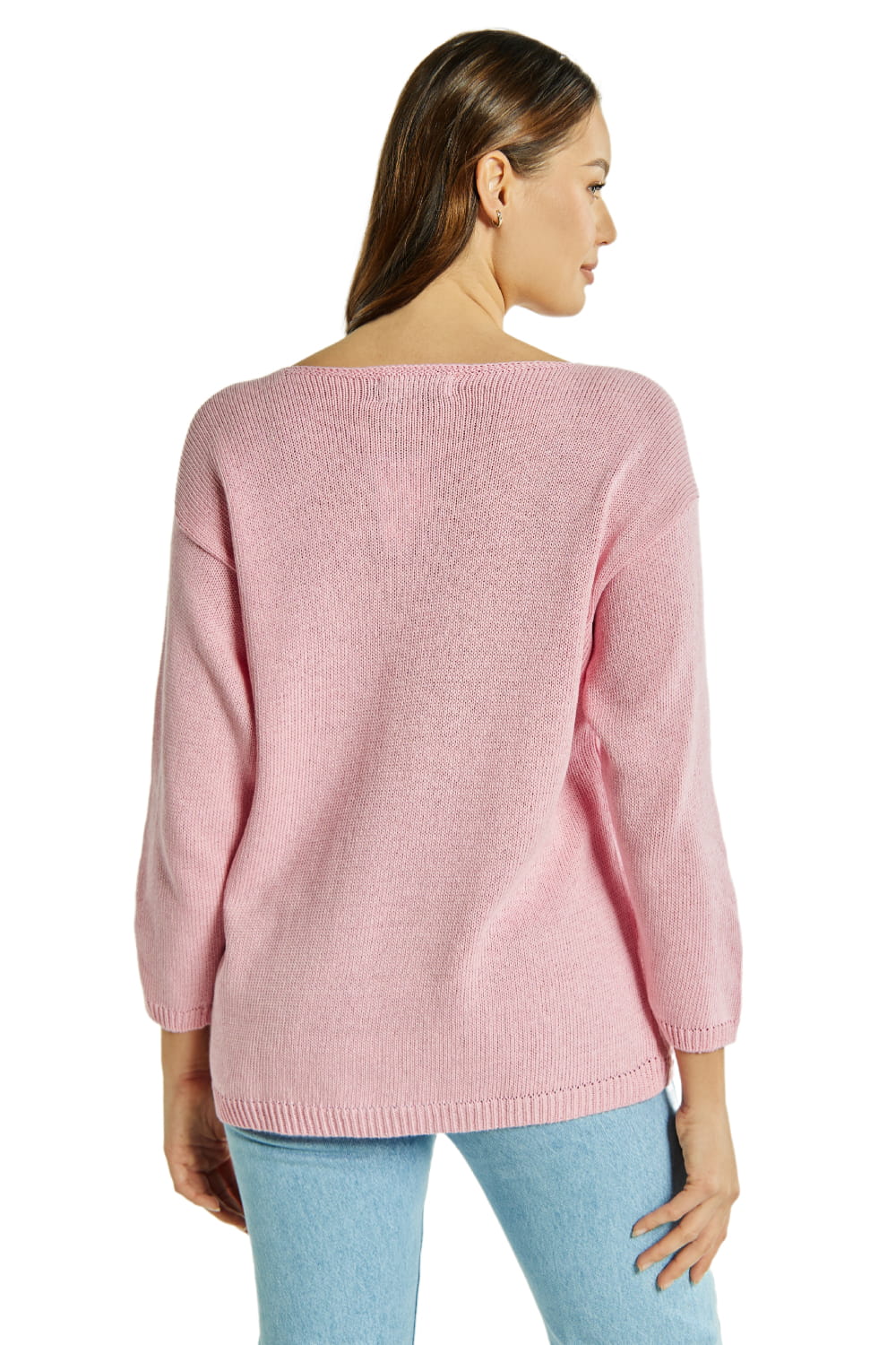 Sweter Damski, Model: Sw-Flawia-S/M, Kolor: różowy, Skład materiału: 50% Bawełna ; 50% Akryl (Sweter Damski, zdjęcie 2)