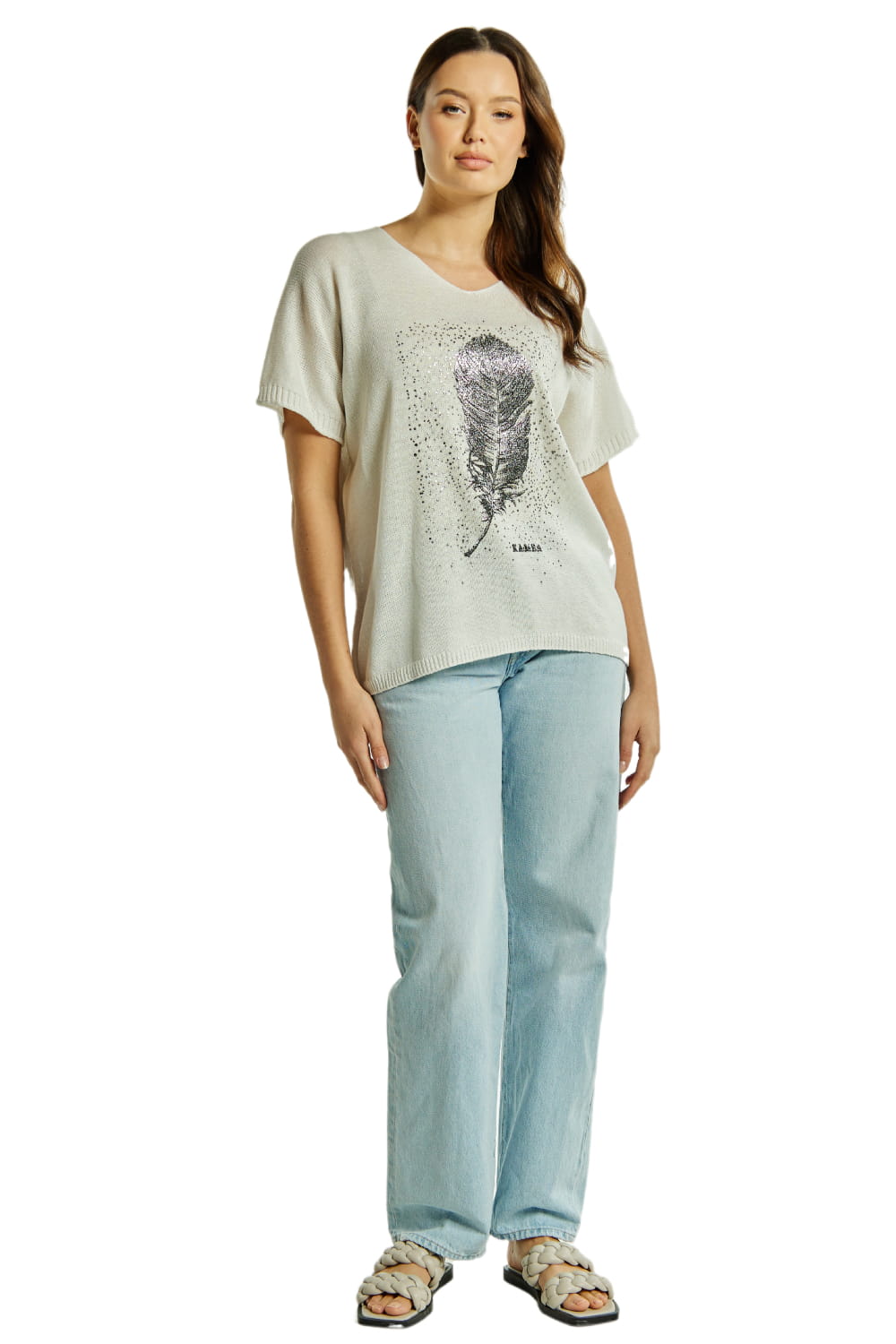 Sweter Damski, Model: Sw-Paloma-Uni, Kolor: biały, Skład materiału: 50% Bawełna ; 50% Akryl (Sweter Damski, zdjęcie 2)