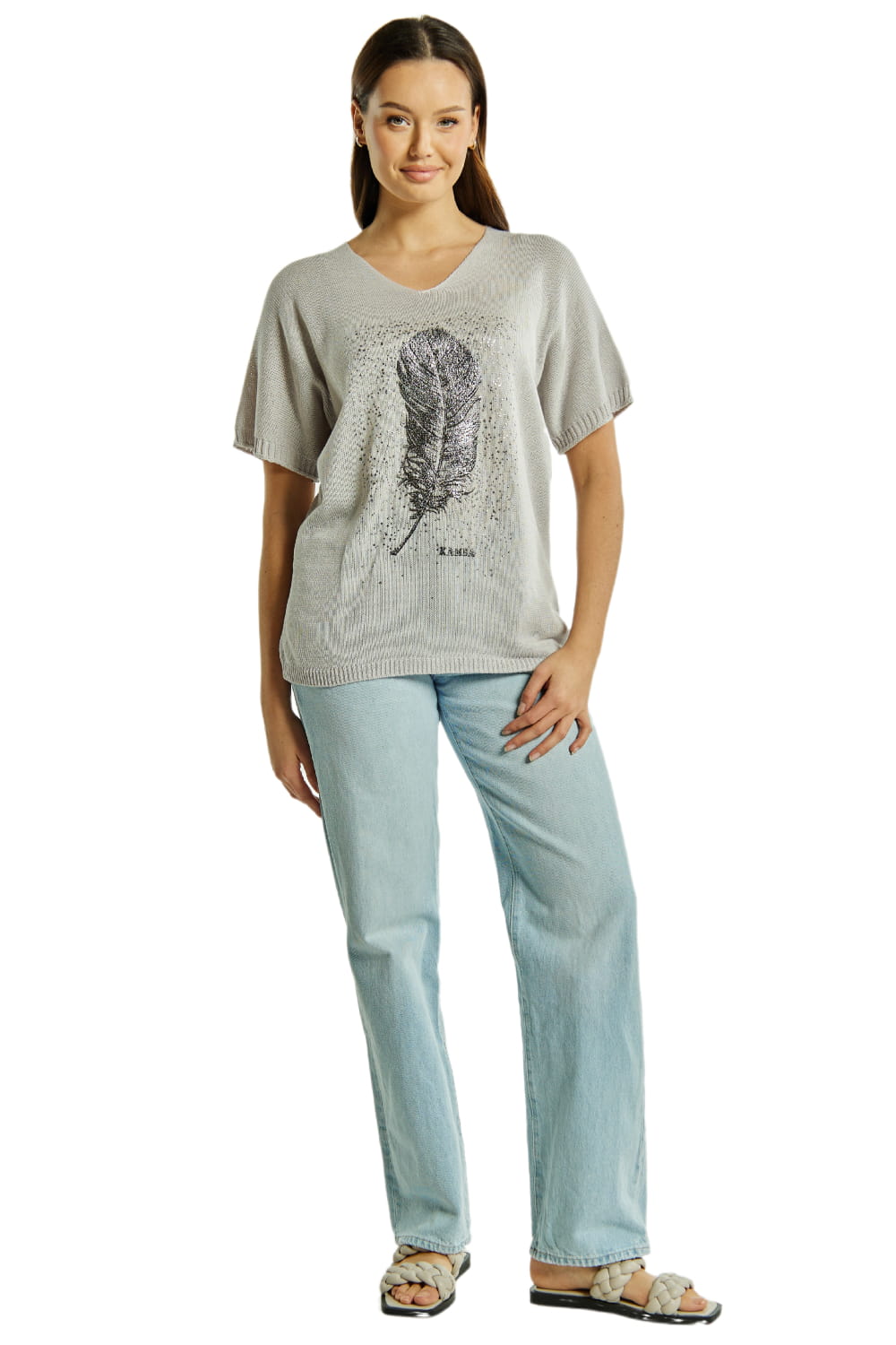 Sweter Damski, Model: Sw-Paloma-Uni, Kolor: jasny szary, Skład materiału: 50% Bawełna ; 50% Akryl (Sweter Damski, zdjęcie 2)