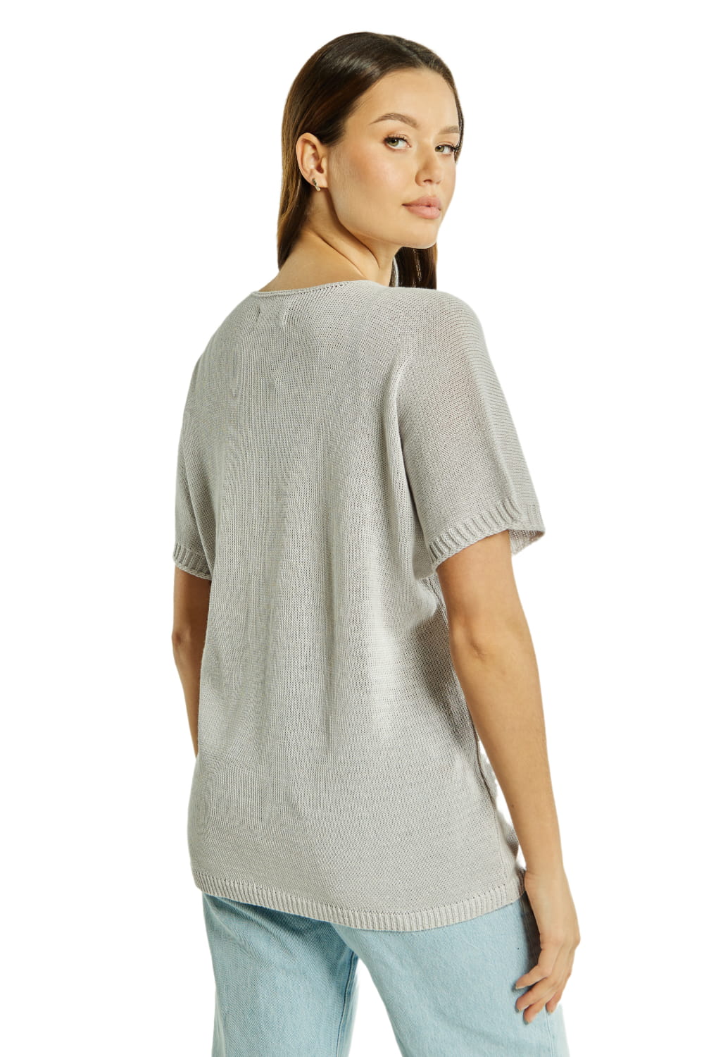 Sweter Damski, Model: Sw-Paloma-Uni, Kolor: jasny szary, Skład materiału: 50% Bawełna ; 50% Akryl (Sweter Damski, zdjęcie 3)