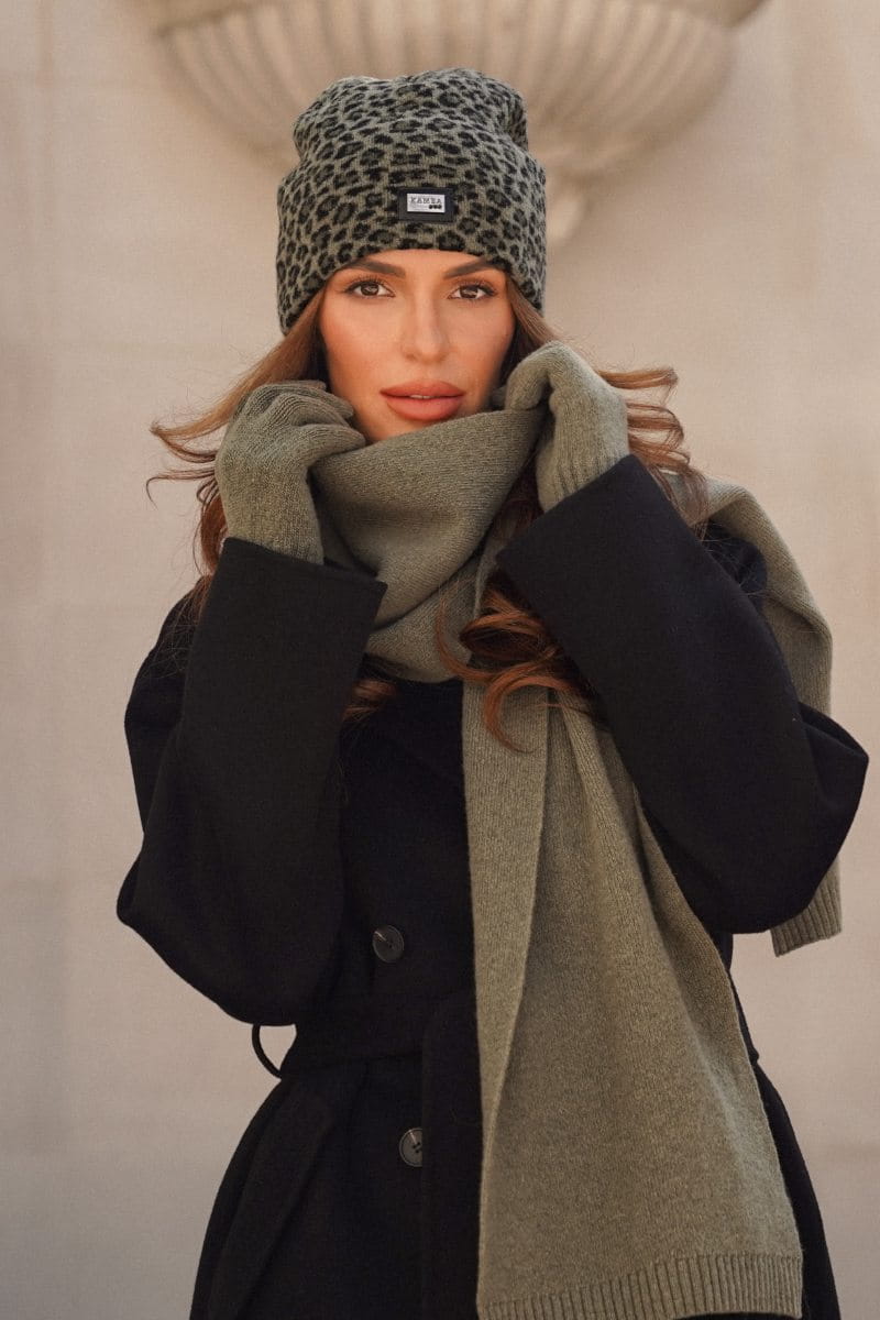 Čepice, Model: Panji, Barva: khaki, Složení materiálu: 80% Vlna; 20% Polyamid, Určení: Podzim/Zima, Velikost: Univerzální (54-60) (Čepice, fotografie 3)