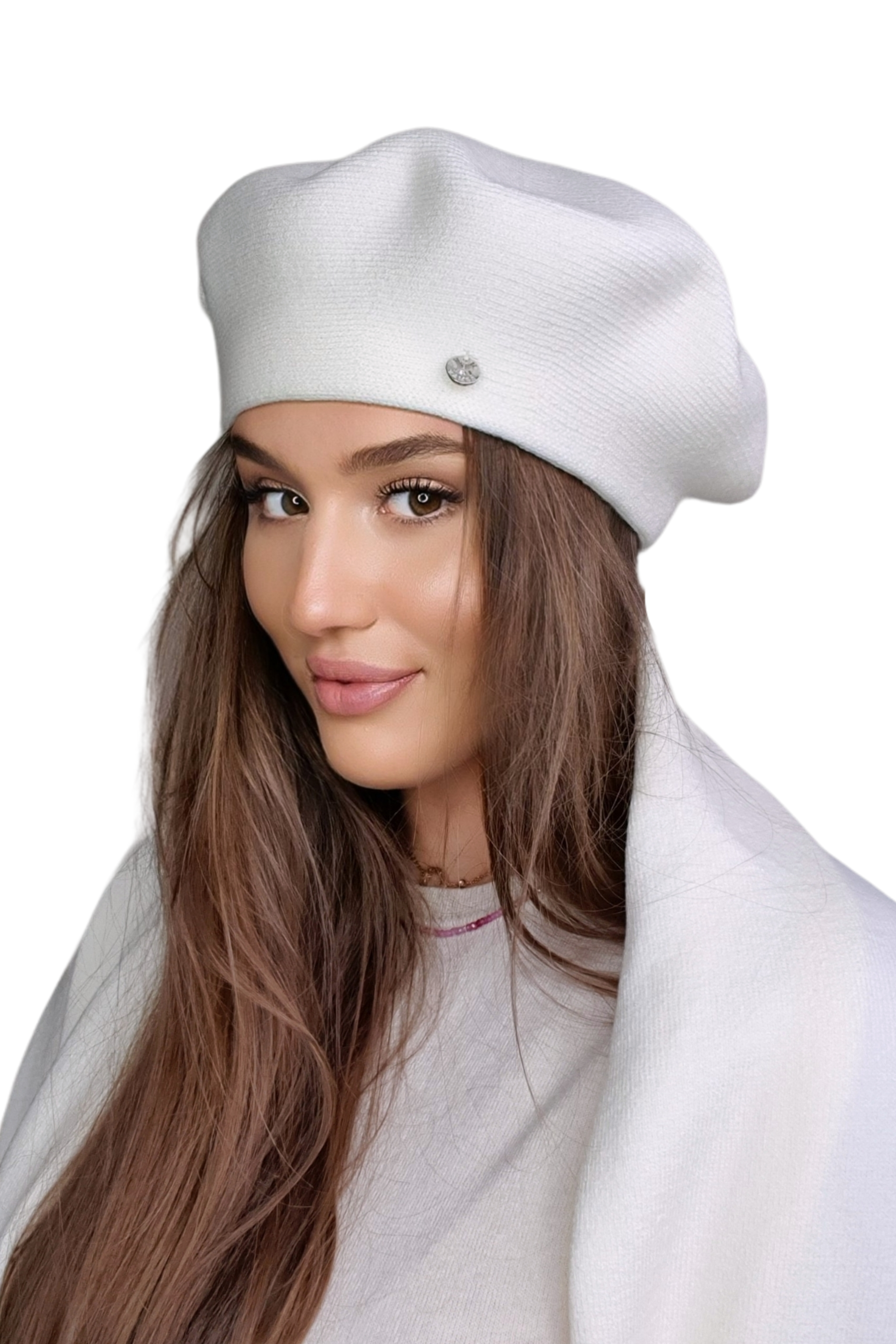 Beret Damski, Model: Afrah, Kolor: ekru, Skład materiału: 40% Akryl; 25% Wiskoza; 20% Wełna; 15% Elastan, Przeznaczenie: Jesień/Zima, Rozmiar: Uniwersalny (54-60)
