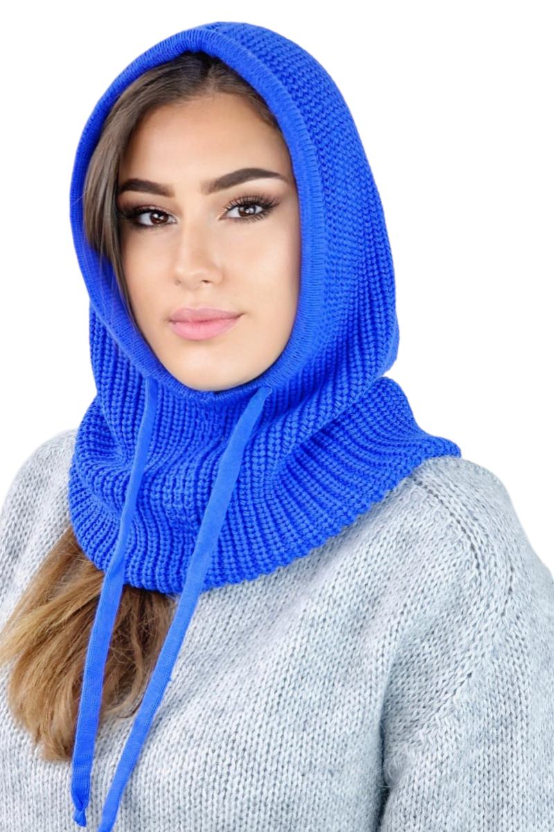 Kaptur Damski, Model: Nilda-Kaptur, Kolor: niebieski, Skład materiału: 50% Akryl; 30% Wełna; 20% Poliamid, Przeznaczenie: Jesień/Zima, Rozmiar: Uniwersalny (Kaptur Damski, zdjęcie 2)