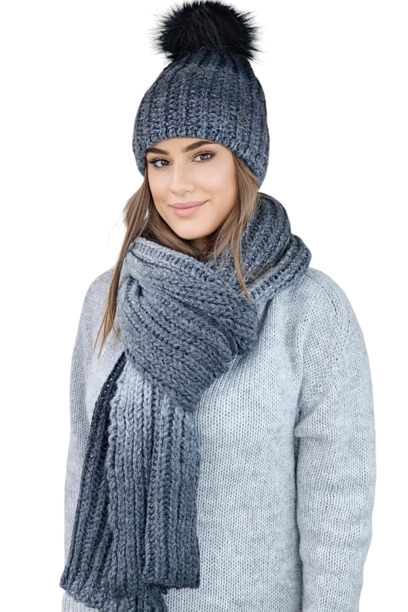 Czapki, Model: Alice-Komplet, Kolor: czarny, Skład materiału: 55% Poliakryl; 25% Wełna; 20% Alpaka, Rozmiar: Uniwersalny (54-60)