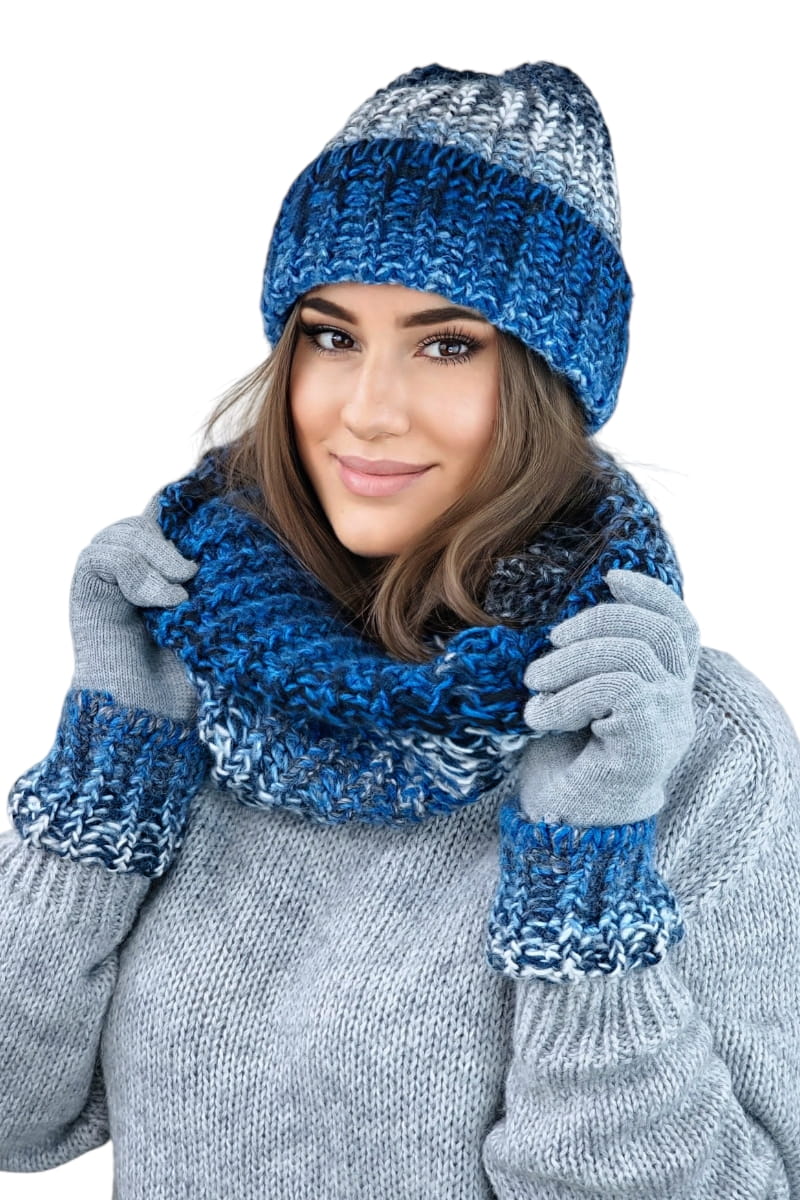 Komplet (Czapka+ Komin), Model: Blues-Komplet, Kolor: turkusowy, Skład materiału: 55% Poliakryl; 25% Wełna; 20% Alpaka, Rozmiar: Uniwersalny (54-60)