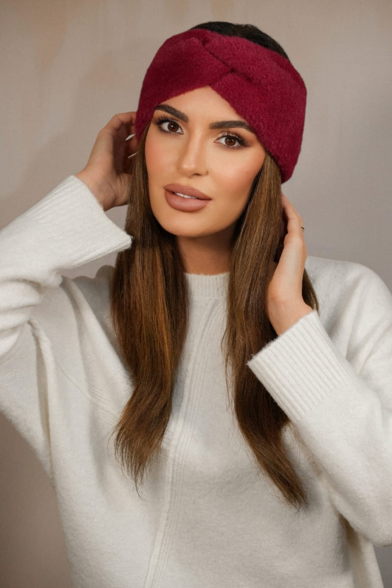 Opaska Damska, Model: Yoshi-Opaska, Kolor: bordowy, Skład materiału: 100% Poliamid, Przeznaczenie: Jesień/Zima, Rozmiar: Uniwersalny (54-60) (Opaska Damska, zdjęcie 3)