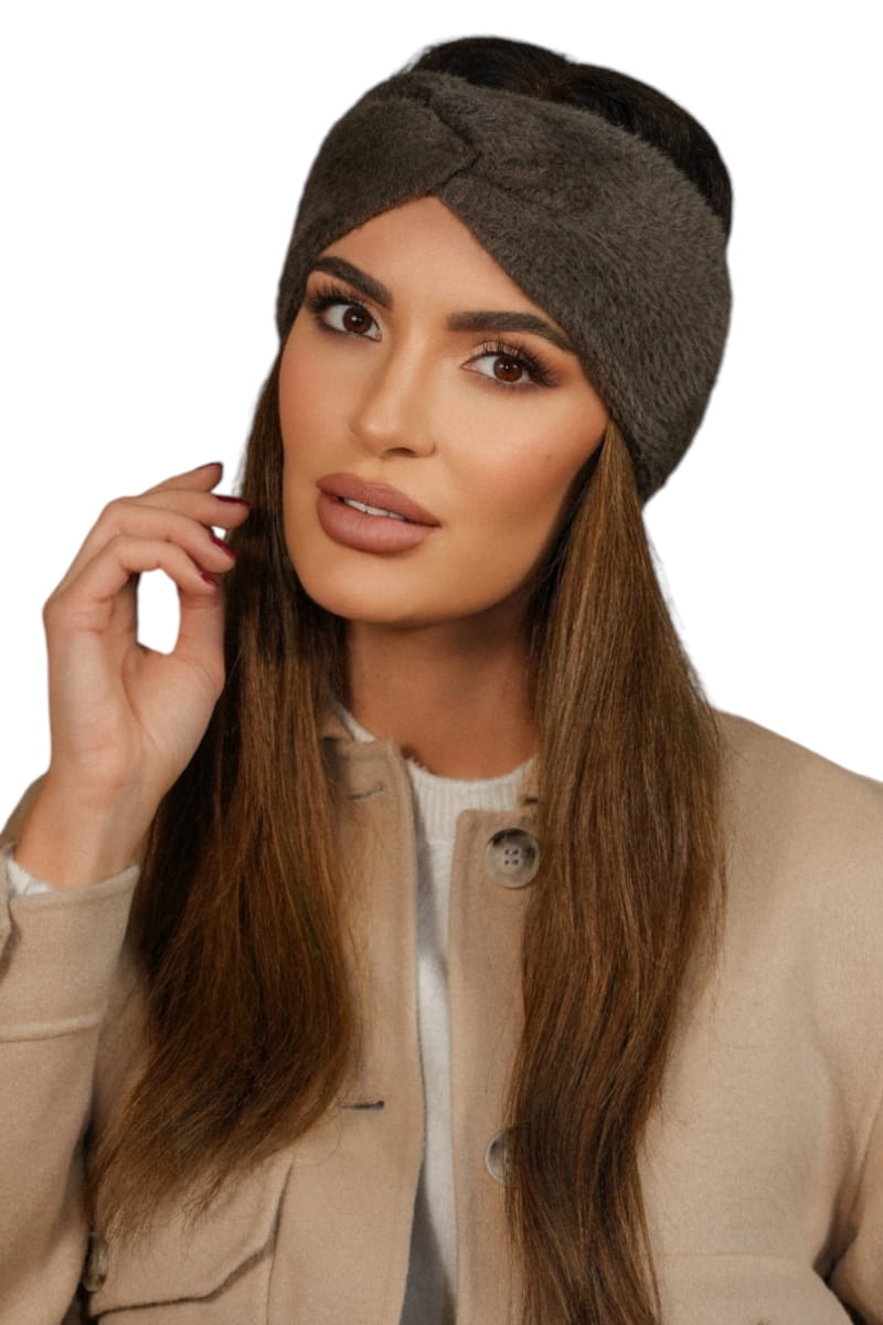 Opaska Damska, Model: Yoshi-Opaska, Kolor: brązowy, Skład materiału: 100% Poliamid, Przeznaczenie: Jesień/Zima, Rozmiar: Uniwersalny (54-60)