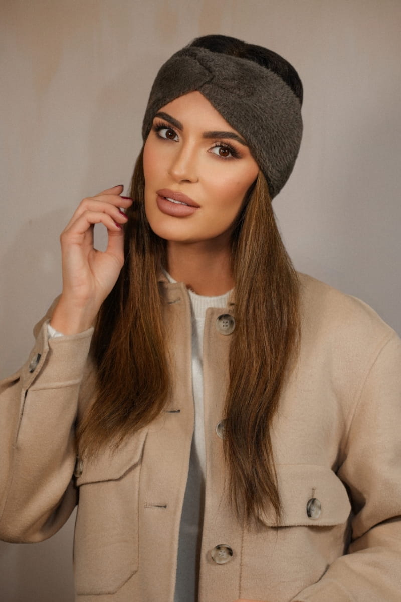 Opaska Damska, Model: Yoshi-Opaska, Kolor: brązowy, Skład materiału: 100% Poliamid, Przeznaczenie: Jesień/Zima, Rozmiar: Uniwersalny (54-60) (Opaska Damska, zdjęcie 3)