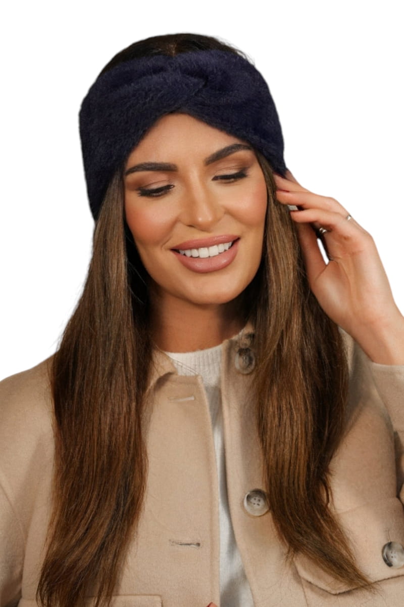 Opaska Damska, Model: Yoshi-Opaska, Kolor: granatowy, Skład materiału: 100% Poliamid, Przeznaczenie: Jesień/Zima, Rozmiar: Uniwersalny (54-60)