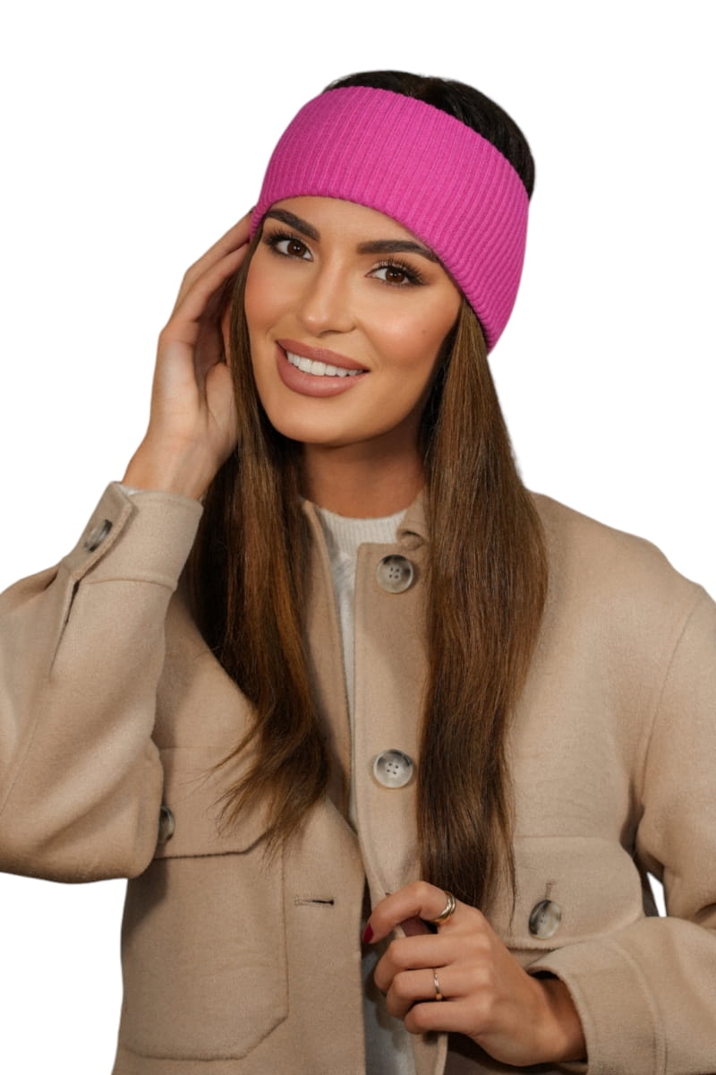 Opaska Damska, Model: Kirby-Opaska, Kolor: malinowy, Skład materiału: 52% Wiskoza; 26% Pbt; 22% Poliamid, Przeznaczenie: Jesień/Zima, Rozmiar: Uniwersalny (54-60) (Opaska Damska, zdjęcie 2)