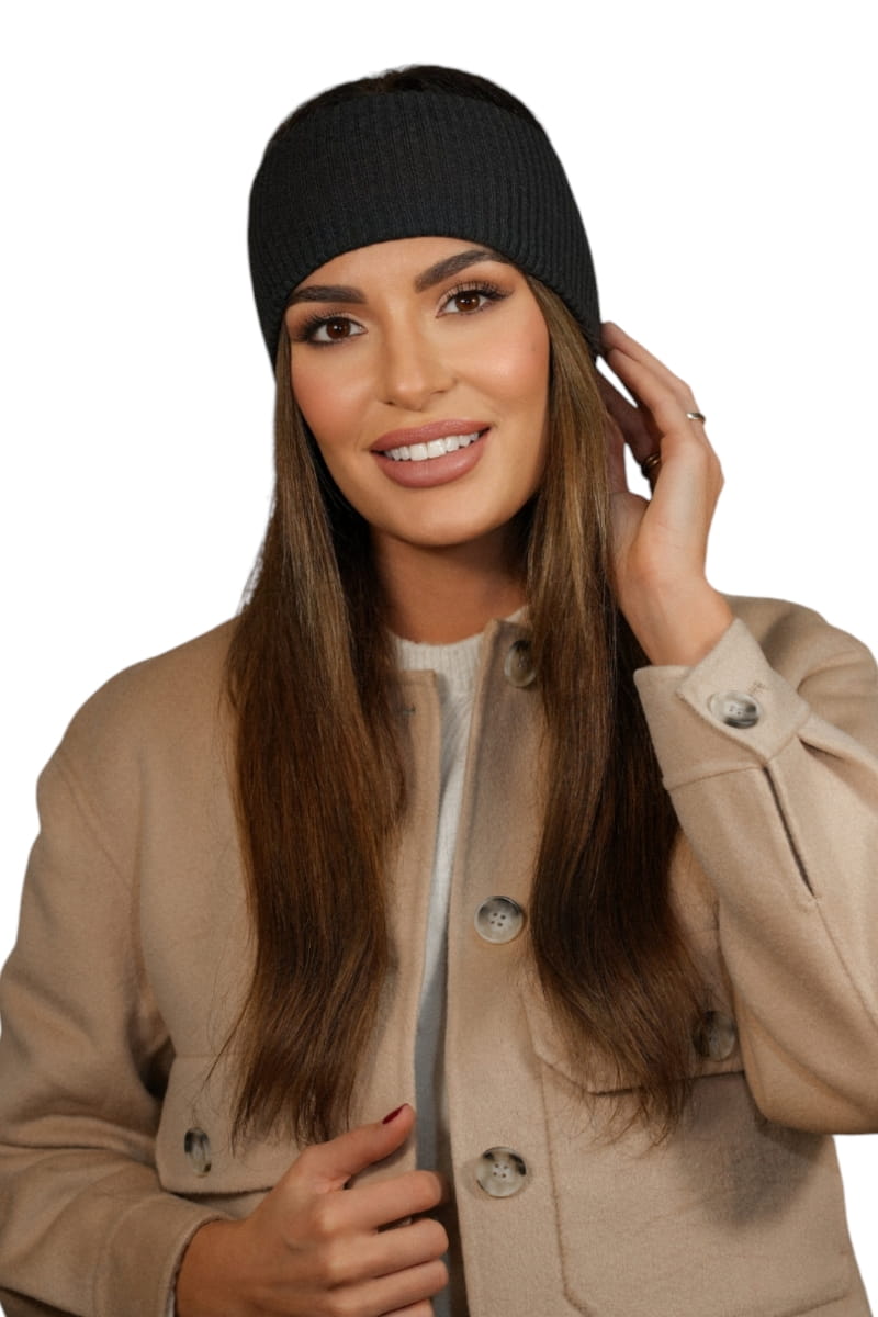 Opaska Damska, Model: Kirby-Opaska, Kolor: grafitowy, Skład materiału: 52% Wiskoza; 26% Pbt; 22% Poliamid, Przeznaczenie: Jesień/Zima, Rozmiar: Uniwersalny (54-60) (Opaska Damska, zdjęcie 2)