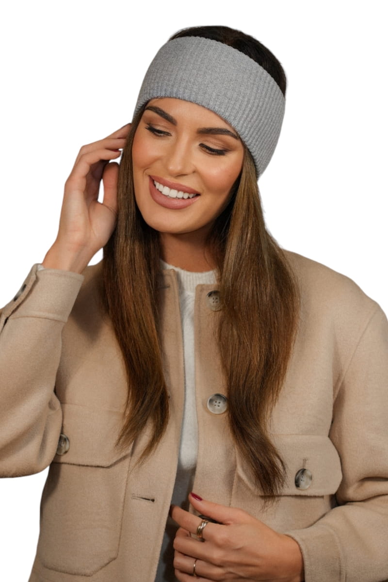 Opaska Damska, Model: Kirby-Opaska, Kolor: szary, Skład materiału: 52% Wiskoza; 26% Pbt; 22% Poliamid, Przeznaczenie: Jesień/Zima, Rozmiar: Uniwersalny (54-60) (Opaska Damska, zdjęcie 2)