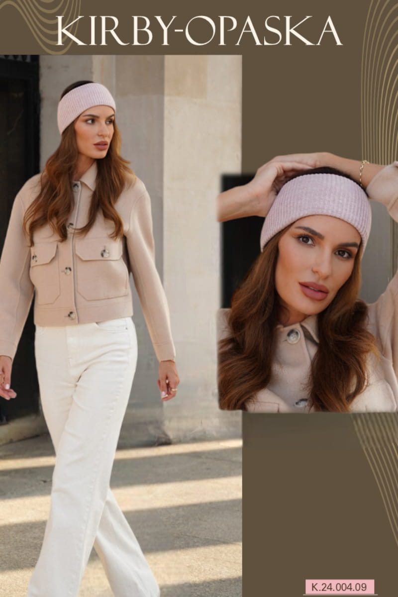 Opaska Damska, Model: Kirby-Opaska, Kolor: różowy, Skład materiału: 52% Wiskoza; 26% Pbt; 22% Poliamid, Przeznaczenie: Jesień/Zima, Rozmiar: Uniwersalny (54-60) (Opaska Damska, zdjęcie 5)