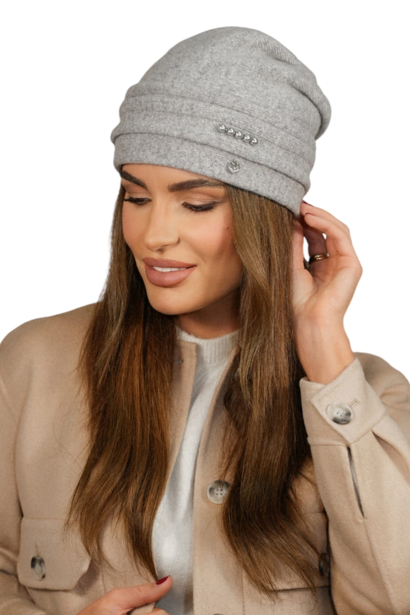 Čepice, Model: Sakura, Barva: šedá, Složení materiálu: 80% Vlna; 20% Polyamid, Určení: Podzim/Zima, Velikost: Univerzální (54-60)