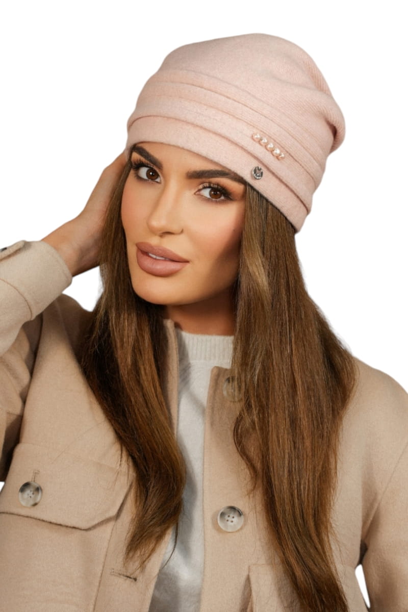 Čepice, Model: Sakura, Barva: růžová, Složení materiálu: 80% Vlna; 20% Polyamid, Určení: Podzim/Zima, Velikost: Univerzální (54-60)