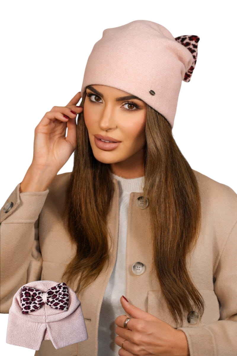 Čepice, Model: Kiku, Barva: růžová, Složení materiálu: 80% Vlna; 20% Polyamid, Určení: Podzim/Zima, Velikost: Univerzální (54-60)