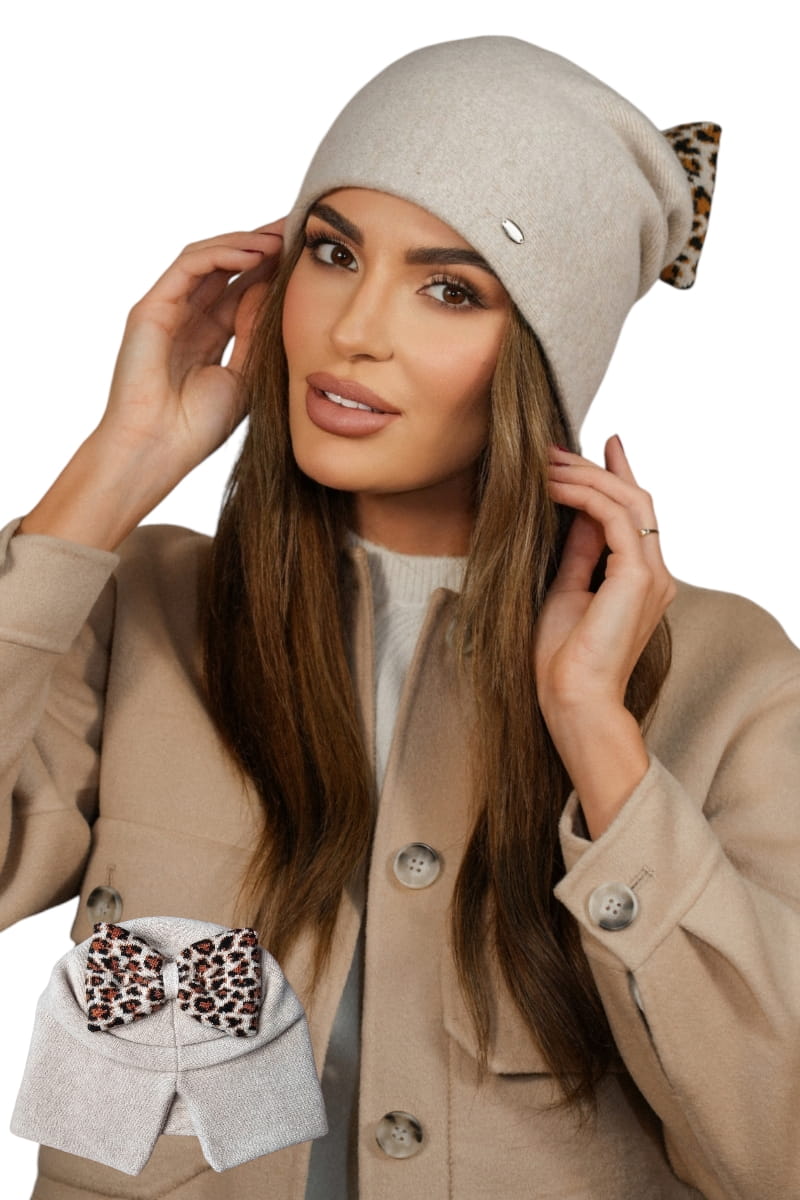 Čepice, Model: Kiku, Barva: béžová, Složení materiálu: 80% Vlna; 20% Polyamid, Určení: Podzim/Zima, Velikost: Univerzální (54-60)