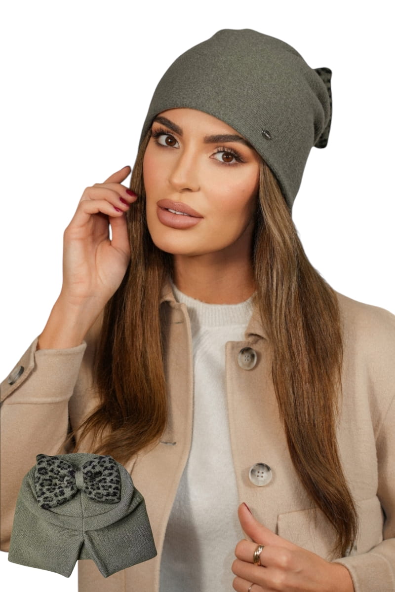 Čepice, Model: Kiku, Barva: khaki, Složení materiálu: 80% Vlna; 20% Polyamid, Určení: Podzim/Zima, Velikost: Univerzální (54-60)