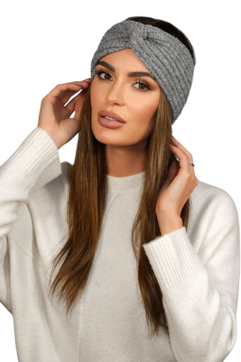 Opaska Damska, Model: Boogi-Opaska, Kolor: szary, Skład materiału: 46% Poliakryl; 22% Poliester; 12% Poliamid; 10% Wełna; 5% Alpaka; 4% Poliester Metalik; 1% Elastan, Przeznaczenie: Jesień/Zima, Rozmiar: Uniwersalny (54-60) (Opaska Damska, zdjęcie 2)