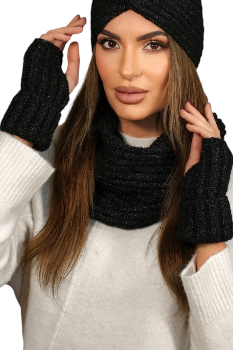 Rękawiczki, Model: Boogi-Mitenki, Kolor: czarny, Skład materiału: 46% Poliakryl; 22% Poliester; 12% Poliamid; 10% Wełna; 5% Alpaka; 4% Poliester Metalik; 1% Elastan, Przeznaczenie: Jesień/Zima, Rozmiar: Uniwersalny