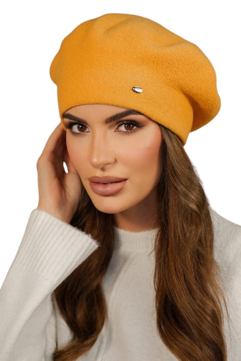 Beret Damski, Model: Kiang, Kolor: cytryn, Skład materiału: 80% Wełna; 20% Poliamid, Przeznaczenie: Jesień/Zima, Rozmiar: Uniwersalny (54-60)
