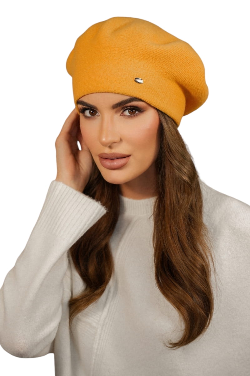 Beret Damski, Model: Kiang, Kolor: cytryn, Skład materiału: 80% Wełna; 20% Poliamid, Przeznaczenie: Jesień/Zima, Rozmiar: Uniwersalny (54-60) (Beret Damski, zdjęcie 2)