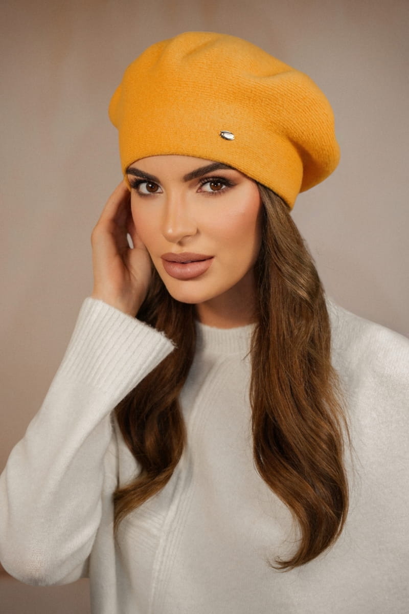 Beret Damski, Model: Kiang, Kolor: cytryn, Skład materiału: 80% Wełna; 20% Poliamid, Przeznaczenie: Jesień/Zima, Rozmiar: Uniwersalny (54-60) (Beret Damski, zdjęcie 3)