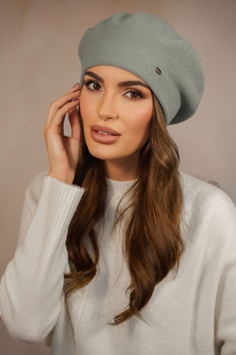 Beret Damski, Model: Kiang, Kolor: miętowy, Skład materiału: 80% Wełna; 20% Poliamid, Przeznaczenie: Jesień/Zima, Rozmiar: Uniwersalny (54-60) (Beret Damski, zdjęcie 3)