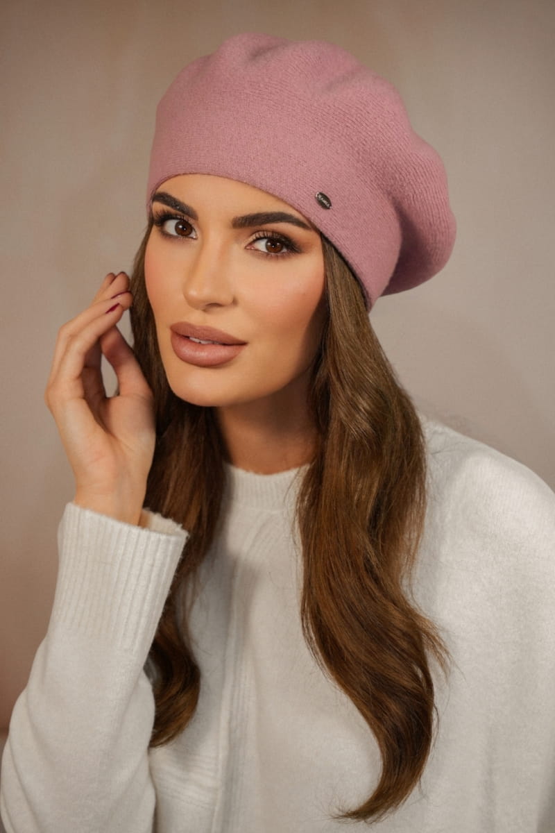 Beret Damski, Model: Kiang, Kolor: ash rose, Skład materiału: 80% Wełna; 20% Poliamid, Przeznaczenie: Jesień/Zima, Rozmiar: Uniwersalny (54-60) (Beret Damski, zdjęcie 3)