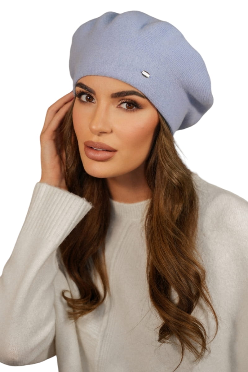 Beret Damski, Model: Kiang, Kolor: błękitny, Skład materiału: 80% Wełna; 20% Poliamid, Przeznaczenie: Jesień/Zima, Rozmiar: Uniwersalny (54-60) (Beret Damski, zdjęcie 2)