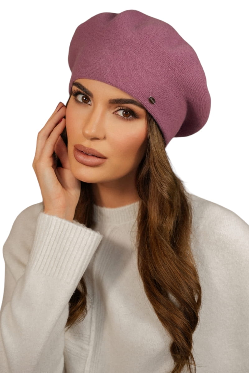 Beret Damski, Model: Kiang, Kolor: lilas, Skład materiału: 80% Wełna; 20% Poliamid, Przeznaczenie: Jesień/Zima, Rozmiar: Uniwersalny (54-60) (Beret Damski, zdjęcie 2)