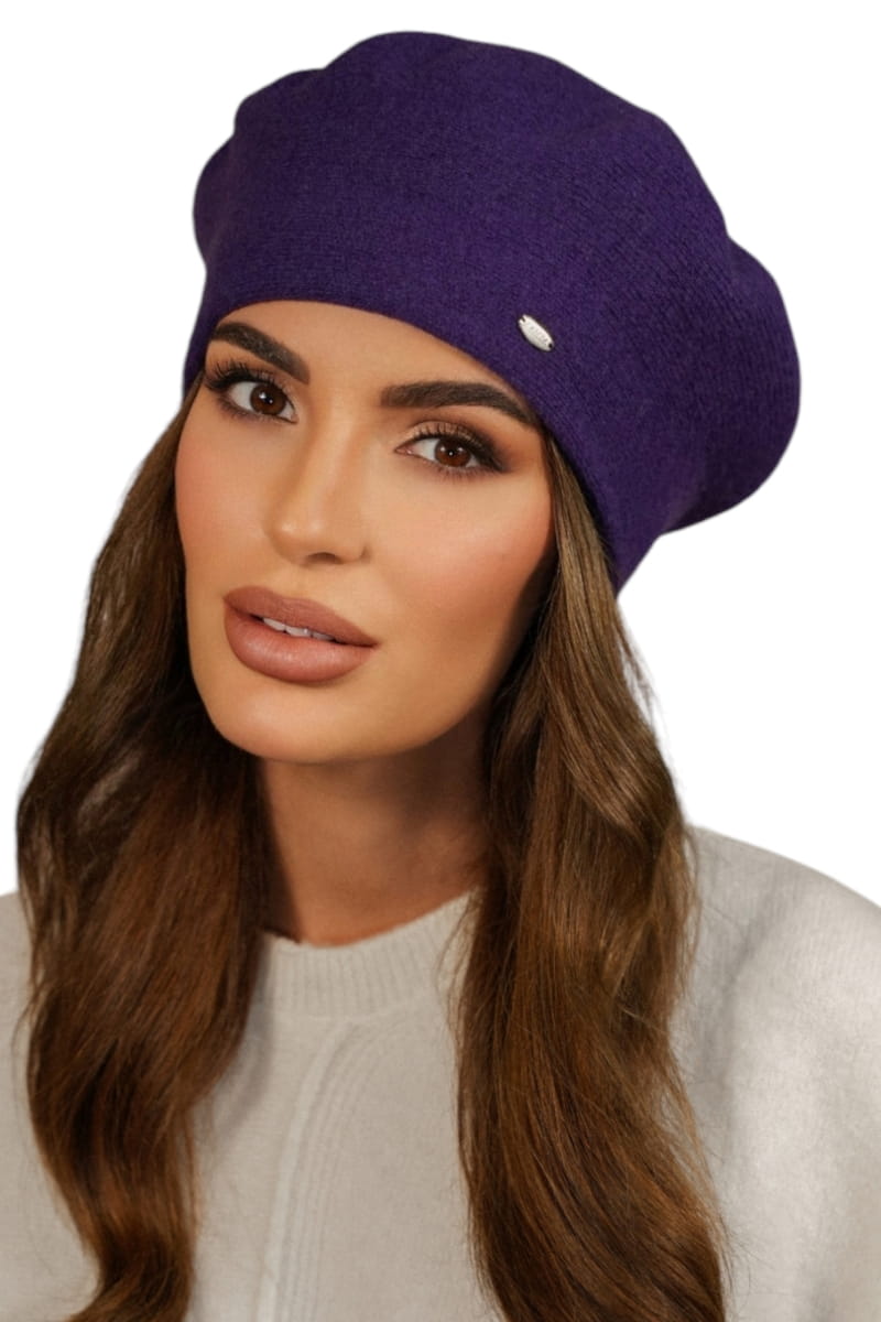 Beret Damski, Model: Kiang, Kolor: fioletowy, Skład materiału: 80% Wełna; 20% Poliamid, Przeznaczenie: Jesień/Zima, Rozmiar: Uniwersalny (54-60)