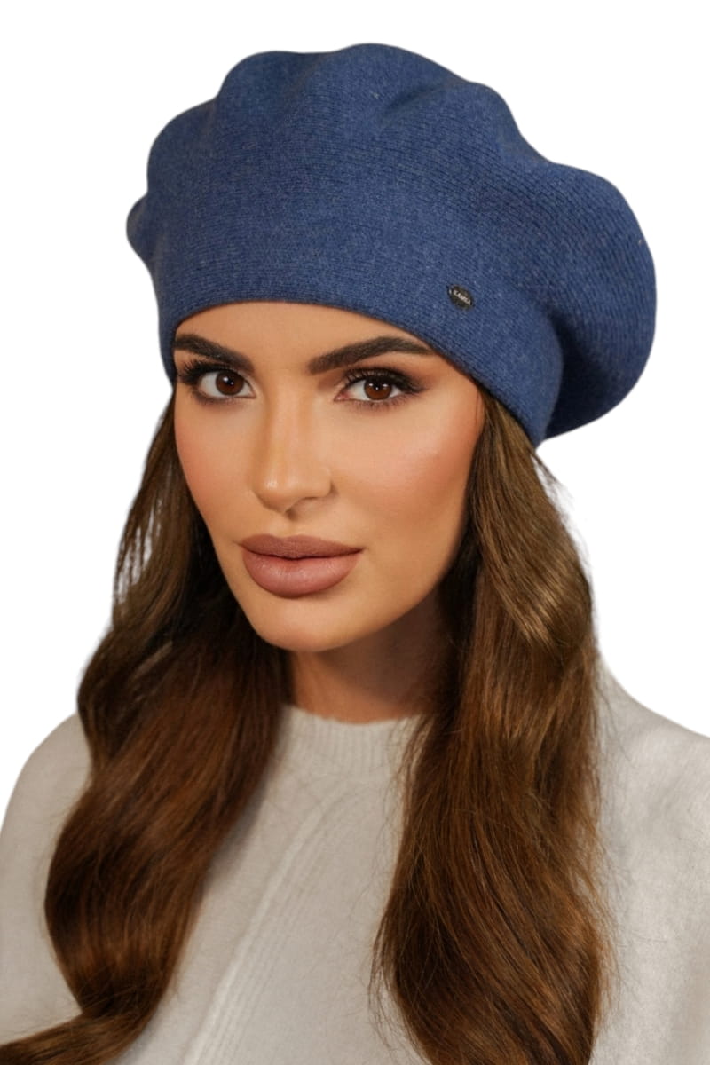 Beret Damski, Model: Kiang, Kolor: jeansowy, Skład materiału: 80% Wełna; 20% Poliamid, Przeznaczenie: Jesień/Zima, Rozmiar: Uniwersalny (54-60)