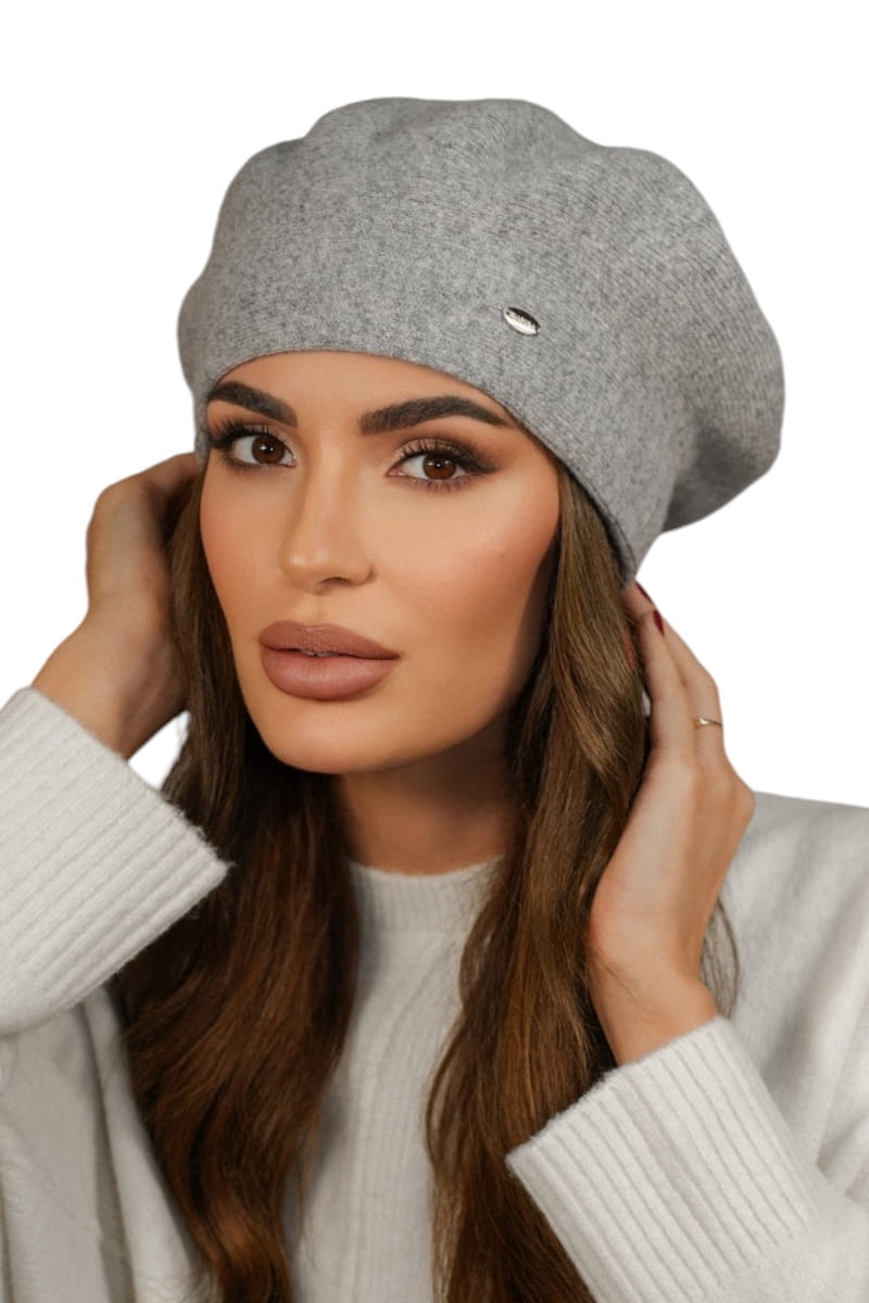 Beret Damski, Model: Kiang, Kolor: szary, Skład materiału: 80% Wełna; 20% Poliamid, Przeznaczenie: Jesień/Zima, Rozmiar: Uniwersalny (54-60)