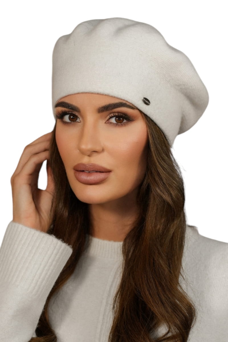 Beret Damski, Model: Kiang, Kolor: ekru, Skład materiału: 80% Wełna; 20% Poliamid, Przeznaczenie: Jesień/Zima, Rozmiar: Uniwersalny (54-60)
