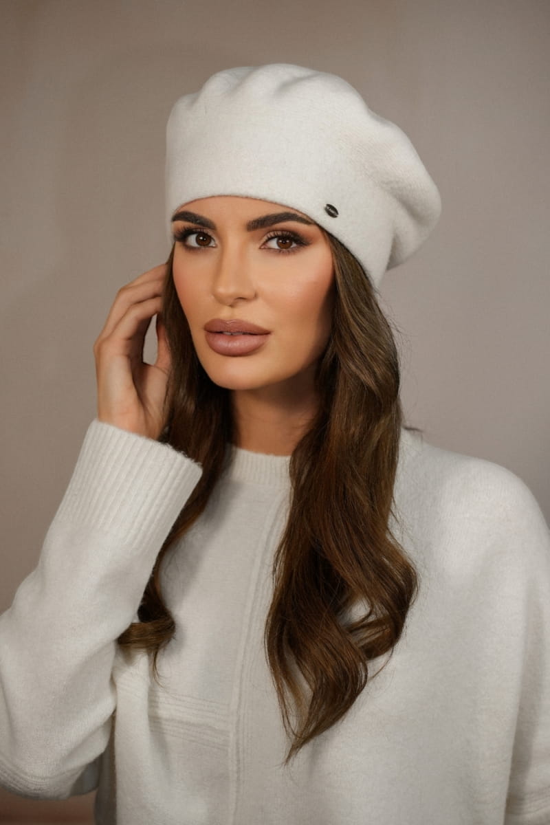 Beret Damski, Model: Kiang, Kolor: ekru, Skład materiału: 80% Wełna; 20% Poliamid, Przeznaczenie: Jesień/Zima, Rozmiar: Uniwersalny (54-60) (Beret Damski, zdjęcie 3)