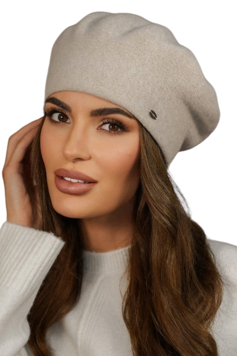 Beret Damski, Model: Kiang, Kolor: beżowy, Skład materiału: 80% Wełna; 20% Poliamid, Przeznaczenie: Jesień/Zima, Rozmiar: Uniwersalny (54-60)