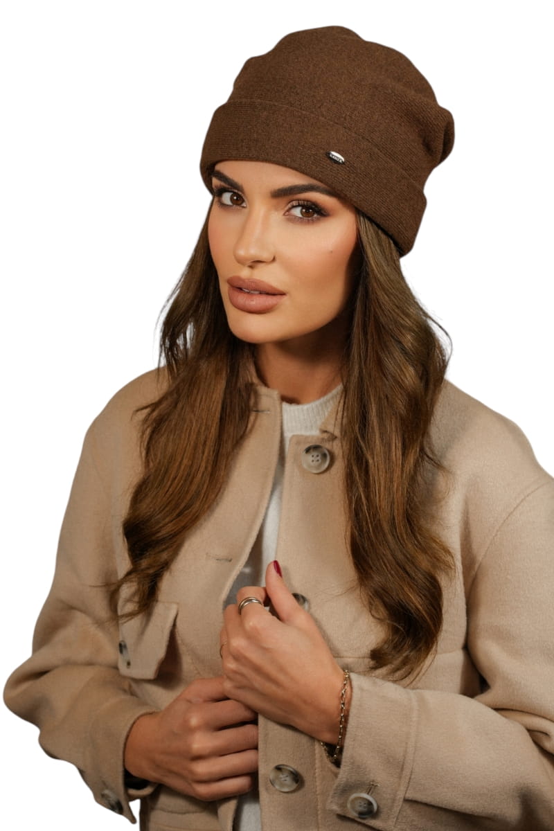 Čepice, Model: Krokus, Barva: čokoládová, Složení materiálu: 80% Vlna; 20% Polyamid, Určení: Podzim/Zima, Velikost: Univerzální (54-60) (Čepice, fotografie 2)