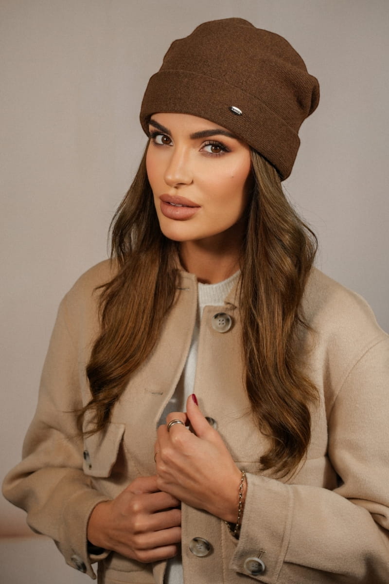 Čepice, Model: Krokus, Barva: čokoládová, Složení materiálu: 80% Vlna; 20% Polyamid, Určení: Podzim/Zima, Velikost: Univerzální (54-60) (Čepice, fotografie 3)