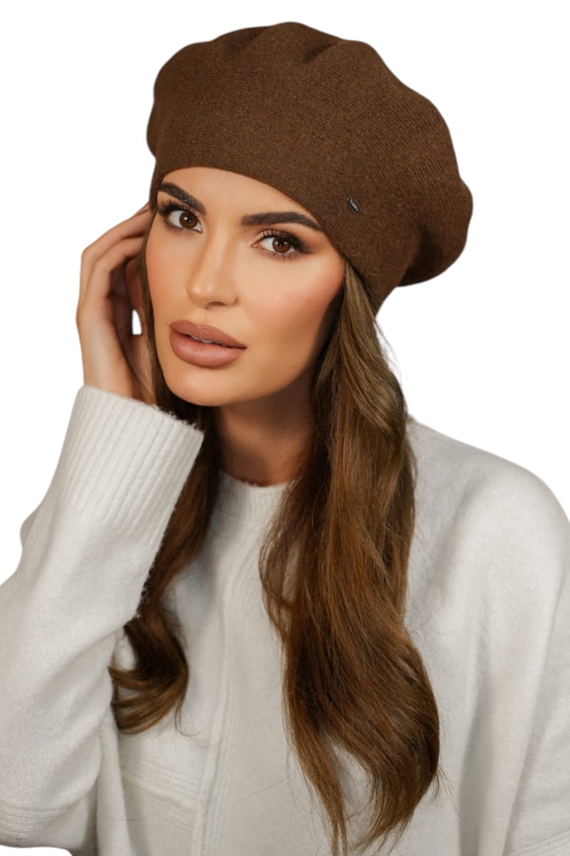 Beret Damski, Model: Kiang, Kolor: czekoladowy, Skład materiału: 80% Wełna; 20% Poliamid, Przeznaczenie: Jesień/Zima, Rozmiar: Uniwersalny (54-60) (Beret Damski, zdjęcie 2)