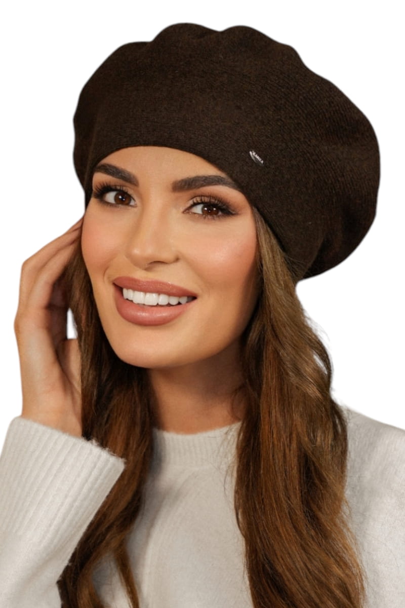 Beret Damski, Model: Kiang, Kolor: brąz-kakao, Skład materiału: 80% Wełna; 20% Poliamid, Przeznaczenie: Jesień/Zima, Rozmiar: Uniwersalny (54-60)