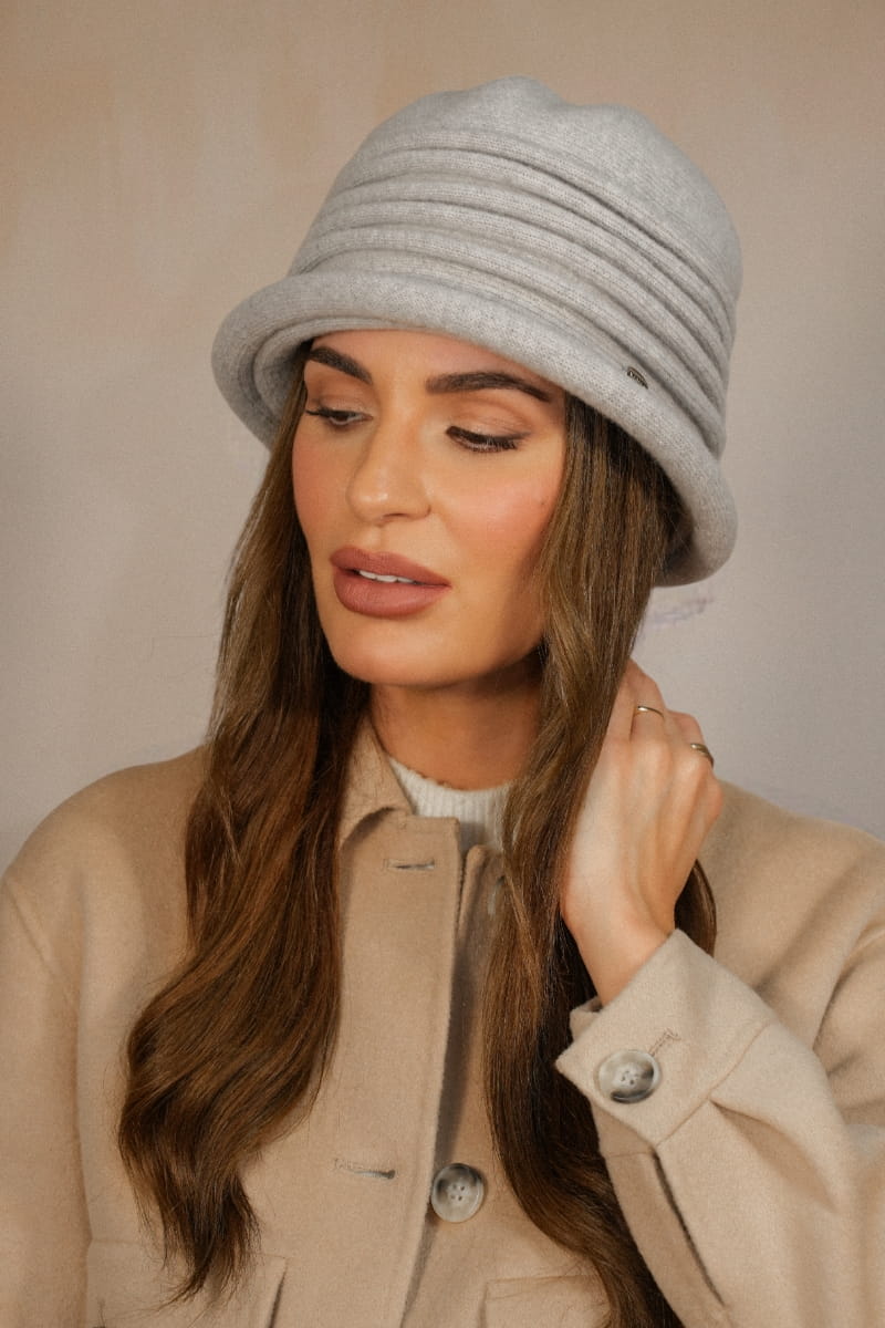 Kapelusz Damski, Model: Salerno, Kolor: jasny szary, Skład materiału: 80% Wełna; 20% Poliamid, Rozmiar: Uniwersalny (54-60) (Kapelusz Damski, zdjęcie 2)