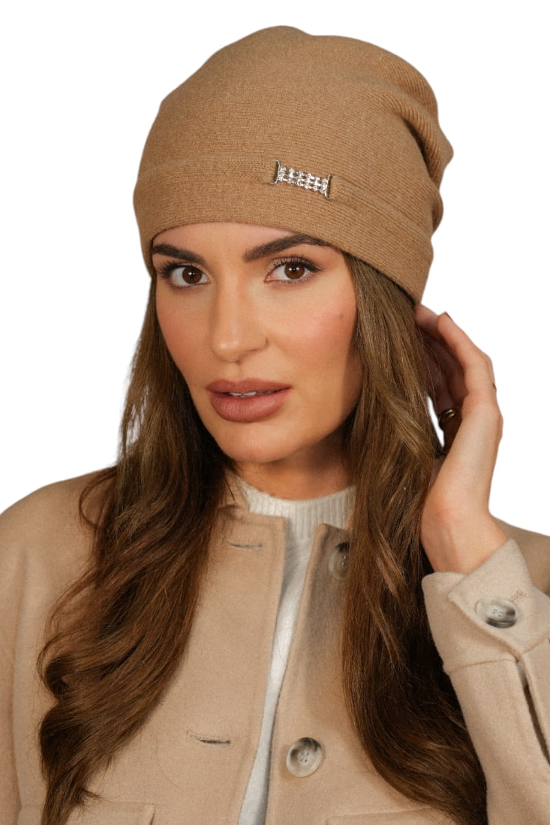 Čepice, Model: Leonora, Barva: písková, Složení materiálu: 80% Vlna; 20% Polyamid, Velikost: Univerzální (54-60)